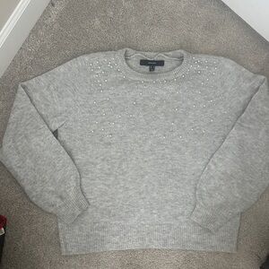 Vero Moda- Heather Gray Sweater with Pearl Accents- size M